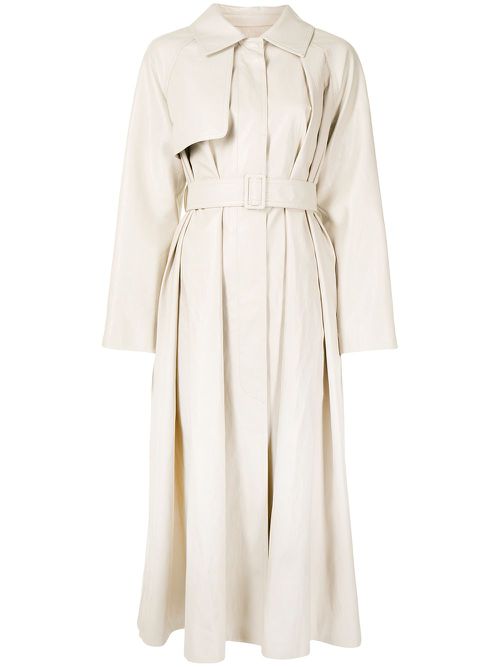 Faux-leather belted trench coat - Neutrals