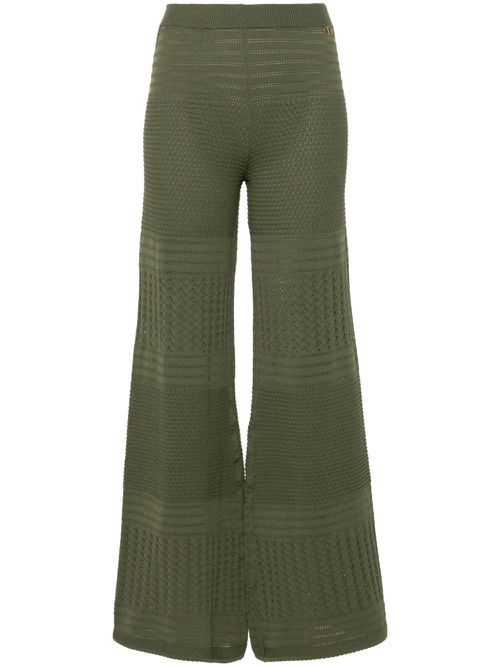 Pointelle-knit wide trousers - Green