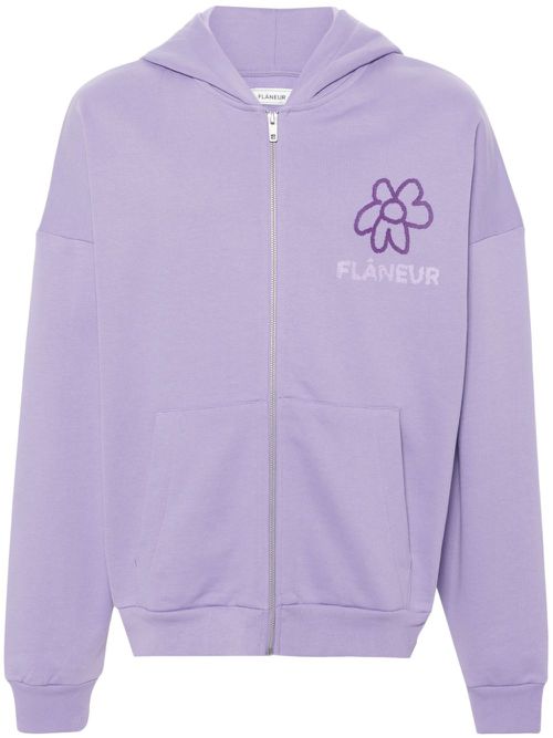 Flower zip-up hoodie - Purple