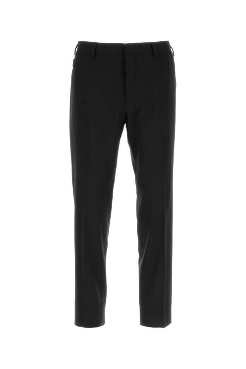 Black stretch wool pant