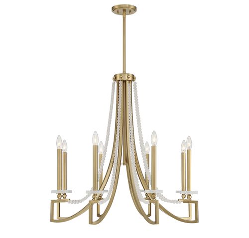 Warm Brass Eight Light Chandelier from the Helen Collection