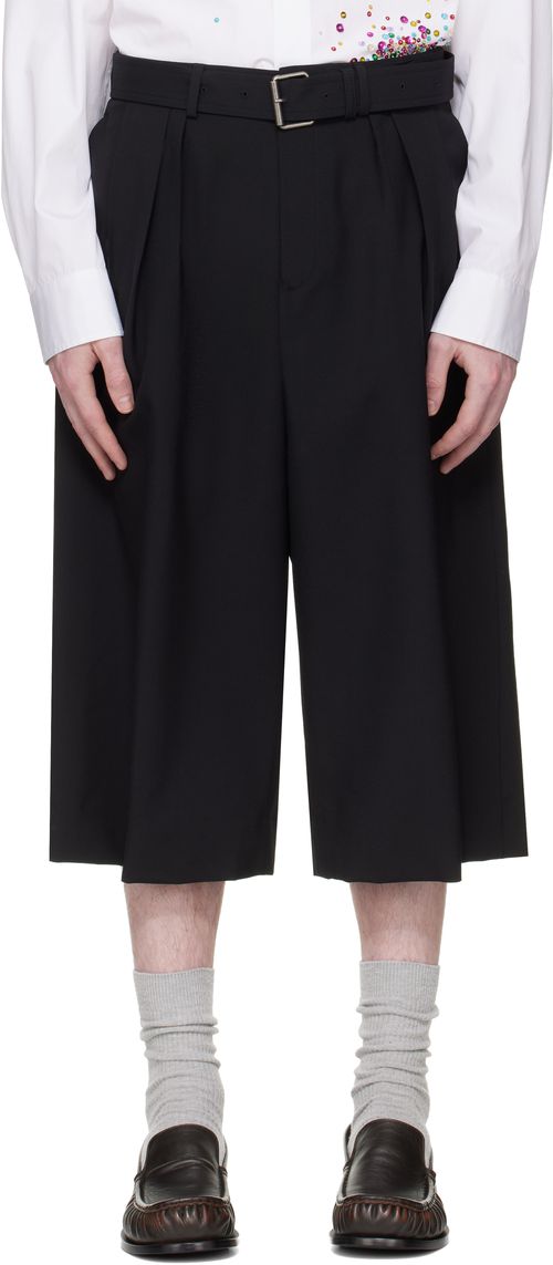 Black Wool Mohair Shorts
