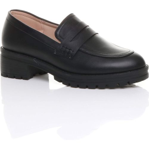 Mid  Heel Chunky Heeled Penny  Loafers