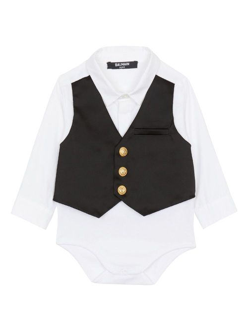 Waistcoat cotton babygrow - White