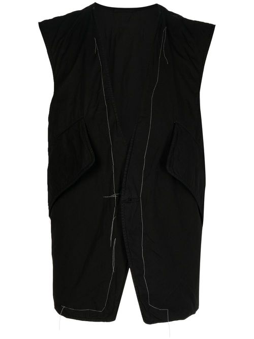 Stitch-detail V-neck gilet - Black
