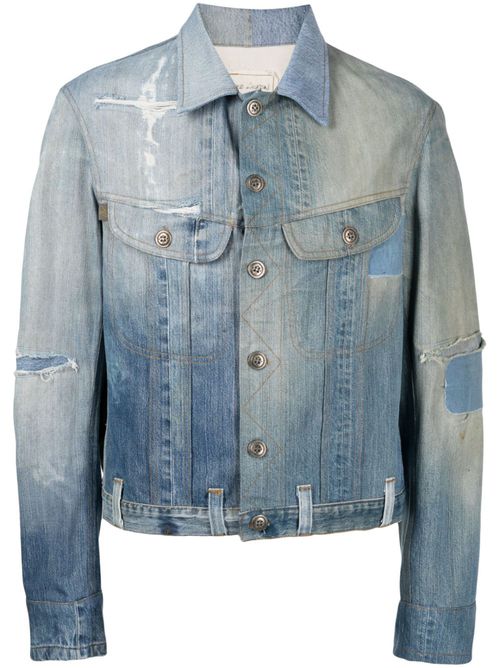 Distressed-effect denim jacket - Blue