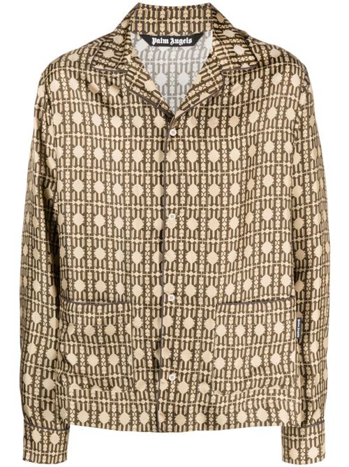 Monogram-print silk shirt - Brown