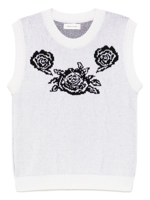 Ernest W. Baker rose-embroidered vest - White
