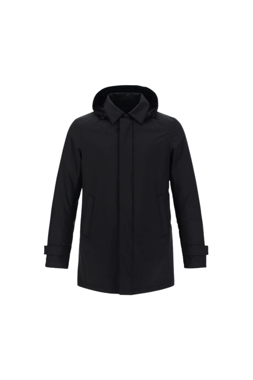 Hooded Technical Coat — Black