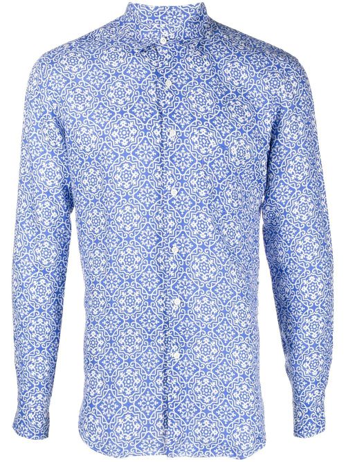 Graphic-print long-sleeve shirt - Blue