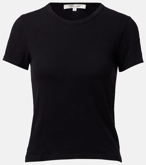 Cropped cotton jersey T-shirt