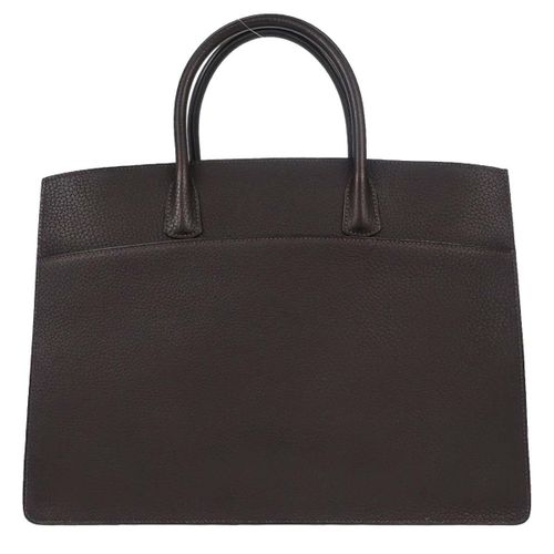 Hermes White Bus Bag Leather Brown Leather Handbag Pre-Owned