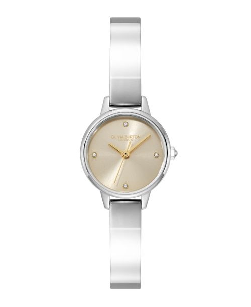 Women's Mini Classic Silver Tone Stainless Steel Bangle Bracelet Watch, 23mm - Light Gold