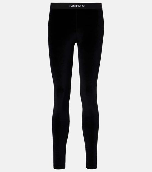 Logo velour leggings