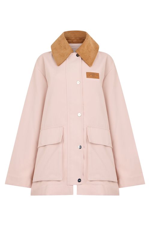 Contrast Collar Button-Front Jacket