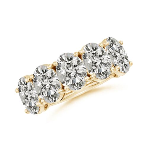 Angara 5.0 Carats Oval Diamond Five Stone Classic Anniversary Ring in 18K Yellow Gold