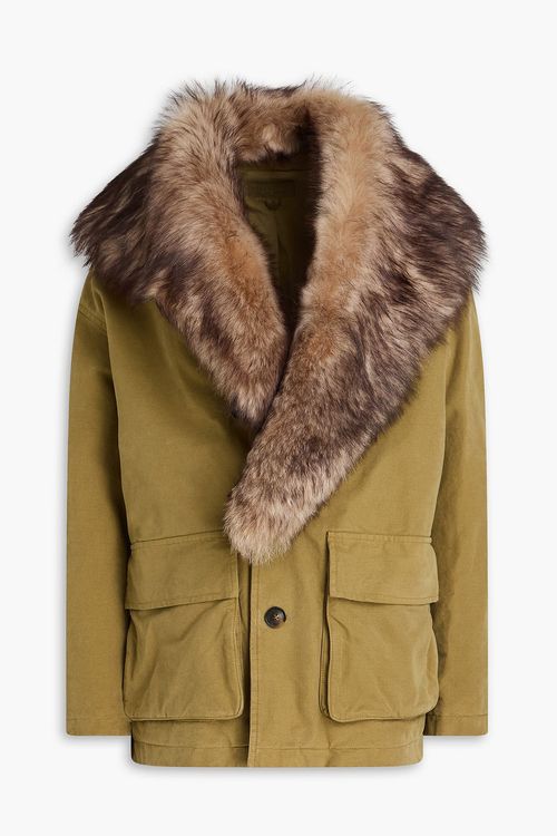 Ronay shearling-trimmed cotton jacket - Green - L