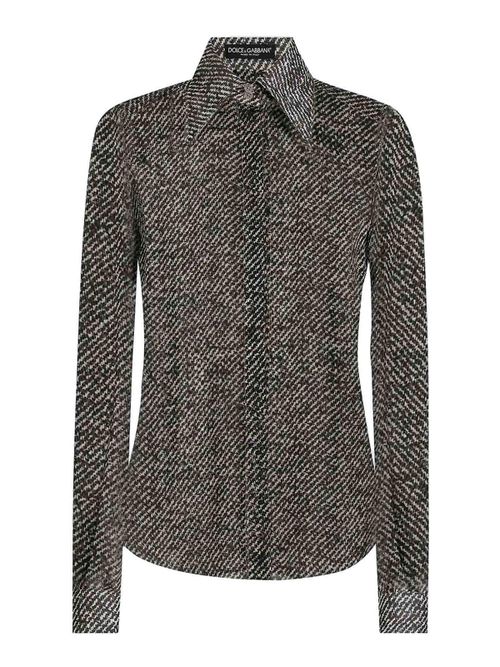 Boucl Print Silk Chiffon Shirt