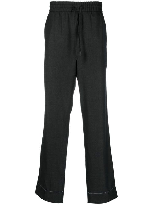 Drawstring-waist wool trousers - Grey