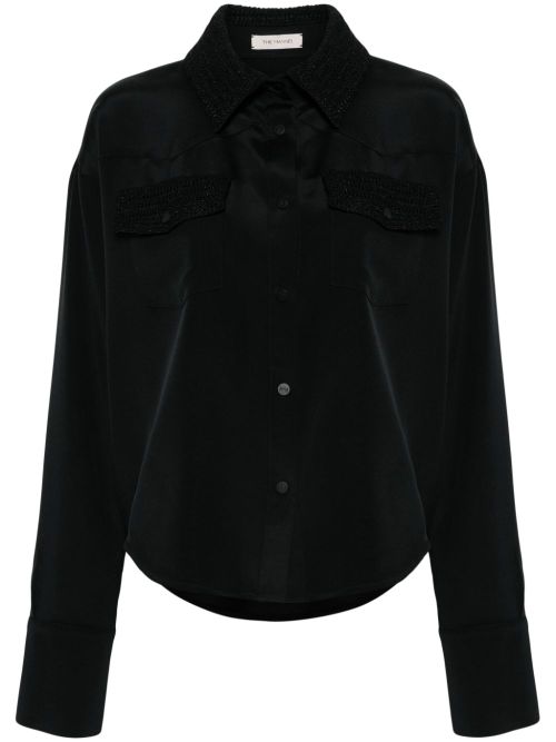 Toledo crochet knit-detail shirt - Black