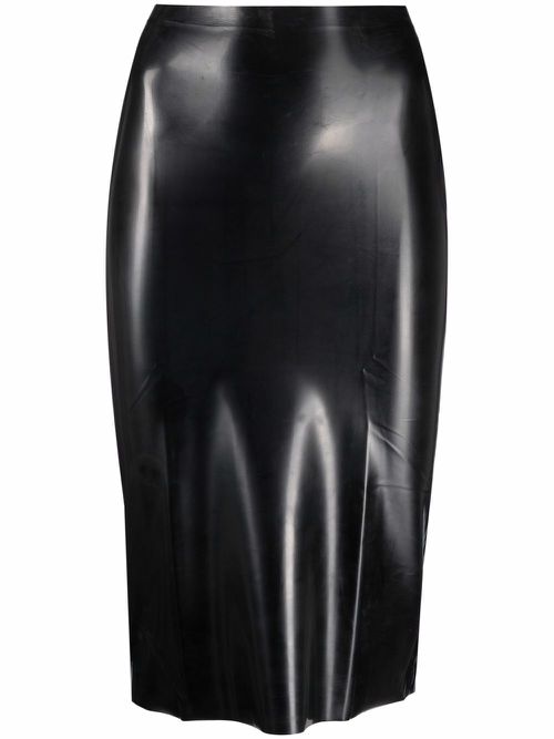 High-shine midi skirt - Black