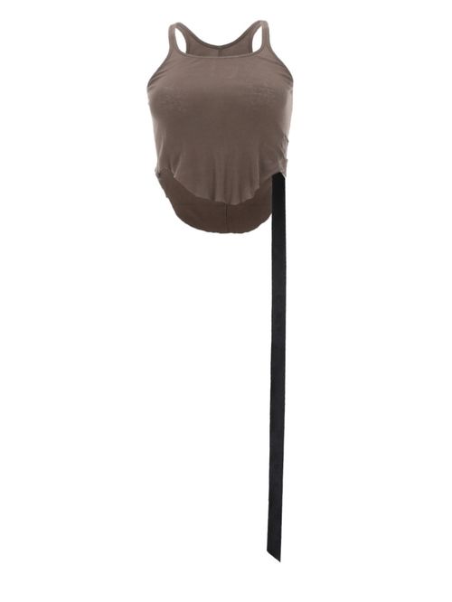 Brown Solid Scoop Neck Top