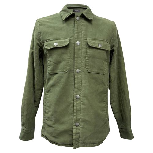 A. P.C. Alex Button-Down Jacket in Green Cotton