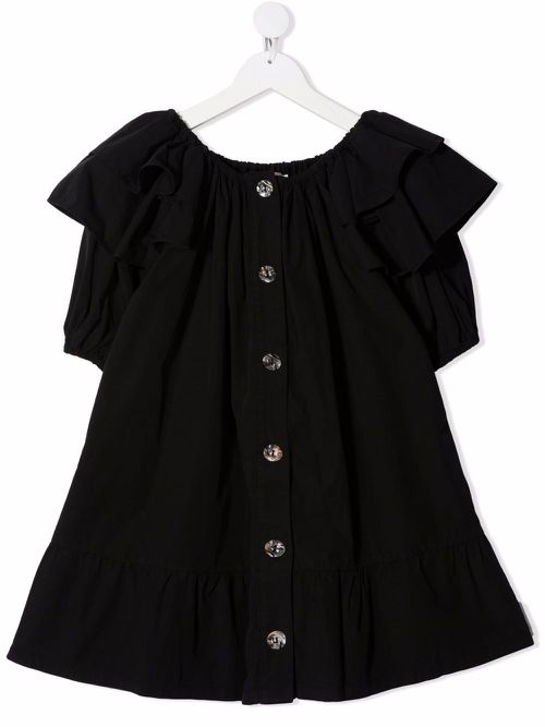 Button-down ruffle dress - Black