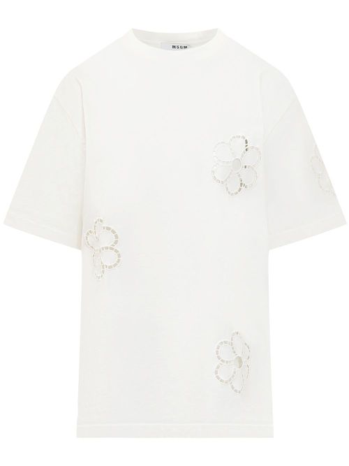 Floral-appliqué T-shirt - White