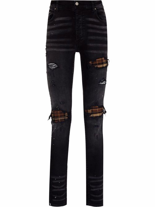 Ripped-finish skinny jeans - Black