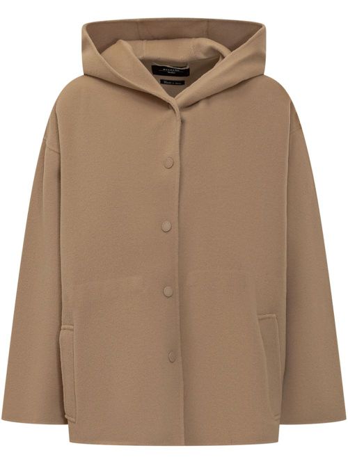 Hooded wool coat - Neutrals