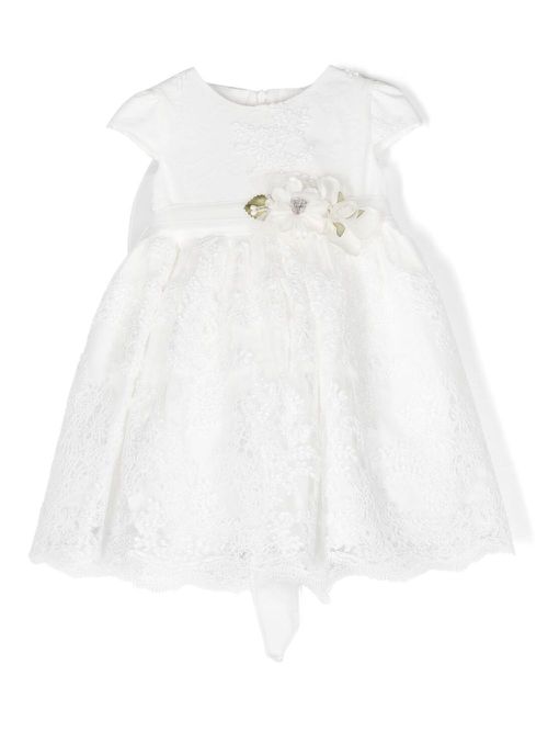 Floral-lace cap-sleeve dress - White