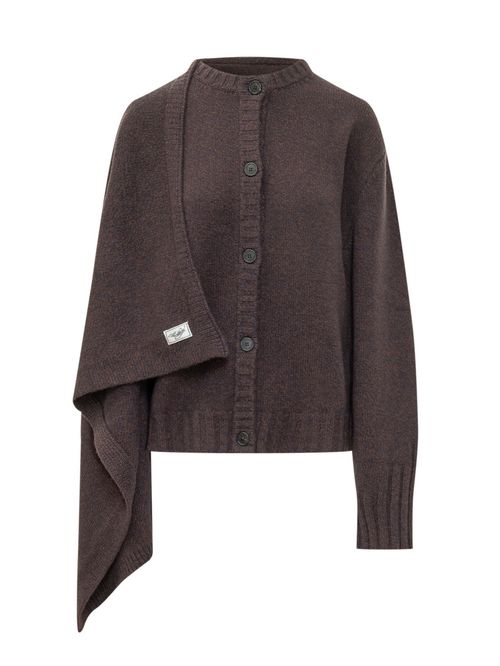 Brown Knitted Round Neck Cardigan