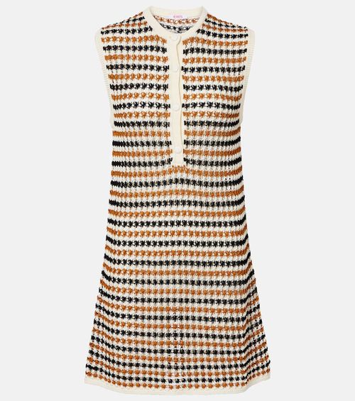 Inedit open-knit cotton-blend polo dress