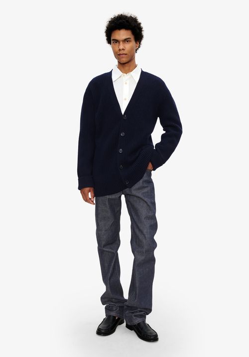A. P.C. Men's Wool-cashmere cardigan Size: Extra Small in Dark navy blue