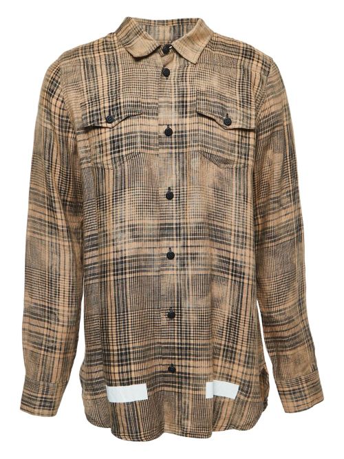 Plaid long-sleeve shirt - Neutrals