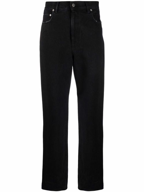 Logo-Patch Straight-Leg Trousers — Black