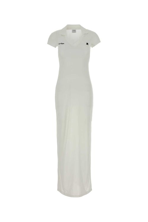 Polo Collar Maxi Dress — White
