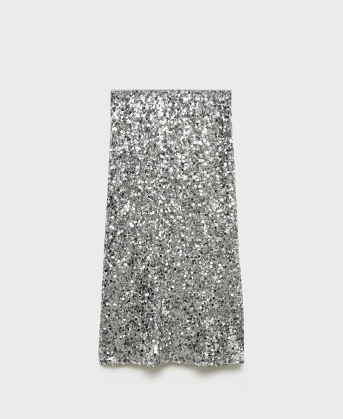 Women's Sequin Midi Skirt - Silver