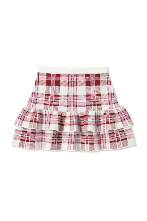 Skirt With Check Pattern, Unisex, Burgundy