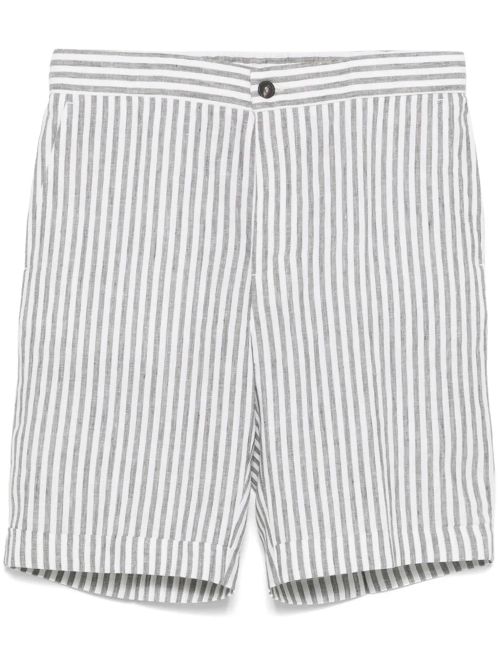 Striped Linen Shorts — Grey