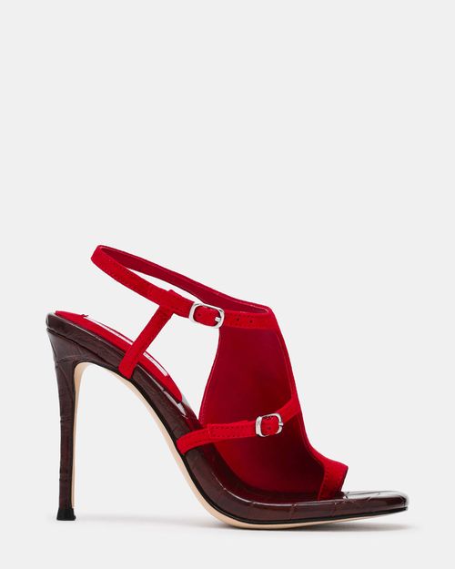 Steve Madden Women's Tallie Thong Heels - Red Suede - - Leather