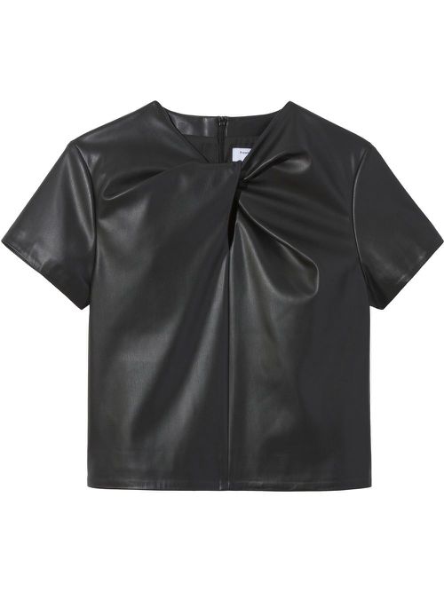 Twist-detail short-sleeved top - Black
