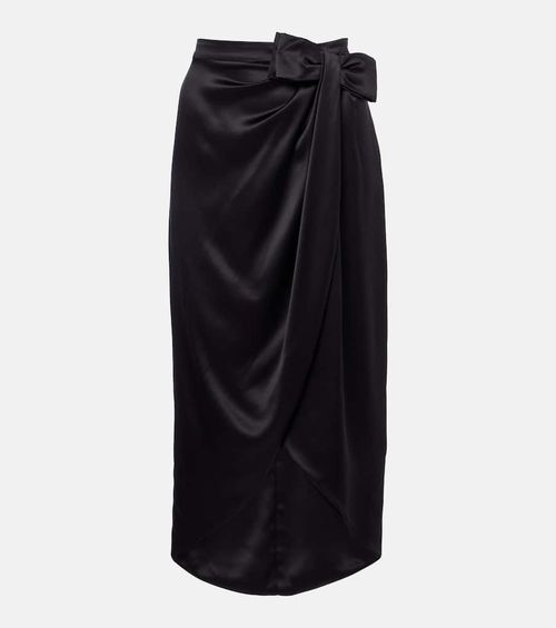 Asymmetric low-rise silk midi skirt