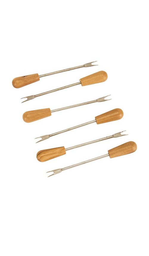 Verve Culture Set Of 6 Olivewood Aperitivo Forks in Brown