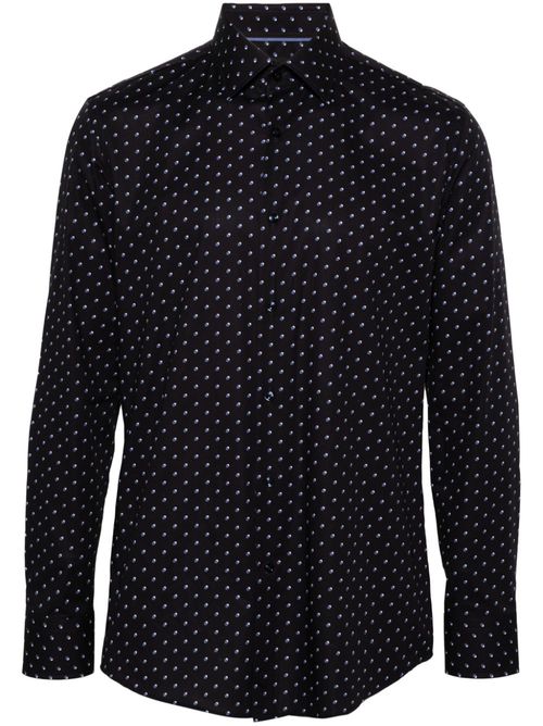 Geometric-print poplin shirt - Blue