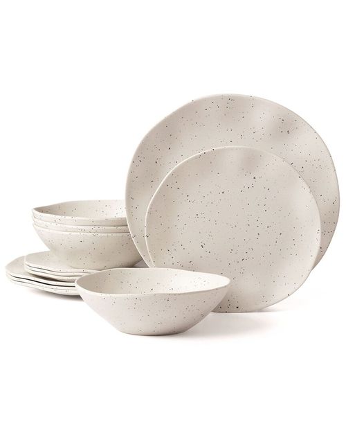 Terrazzo Cream Melamine 12pc Dinnerware Set