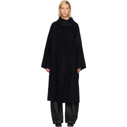 Black Stand Neck Handmade Long Coat