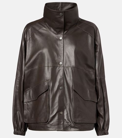 Anorak leather jacket