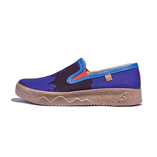 UIN Men's Casual Loafers Slip Ons Comfortable Art Painted Travel Fashion Sneakers FuerteventuraⅠ-Mysterious Black